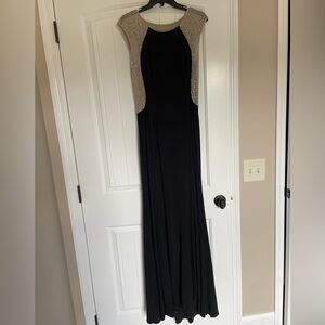 Xscape Women’s Rhinestone Black Illusion-Trim Gown Fitted Silhouette Lined 8